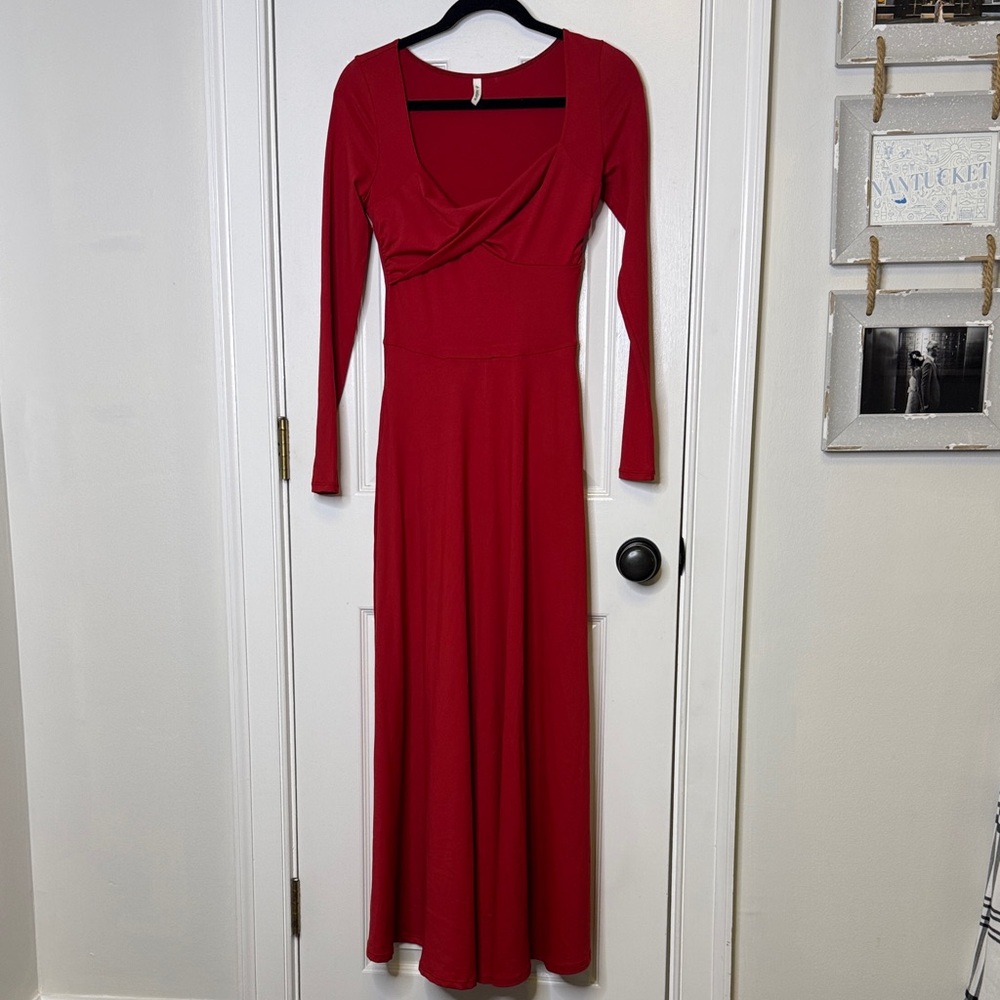 HALARA Asymmetrical Red Long Sleeve Dress